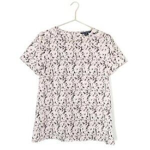 FRENCH CONNECTION Marble Print Blouse Blush Nude / Pink Navy Blue Short Sleeve 4